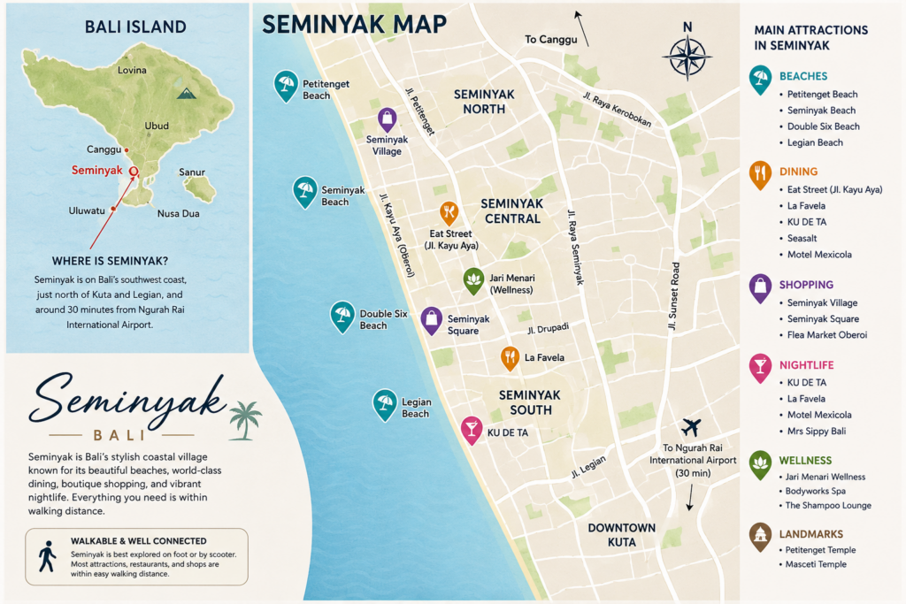 Seminyak Tourist Map